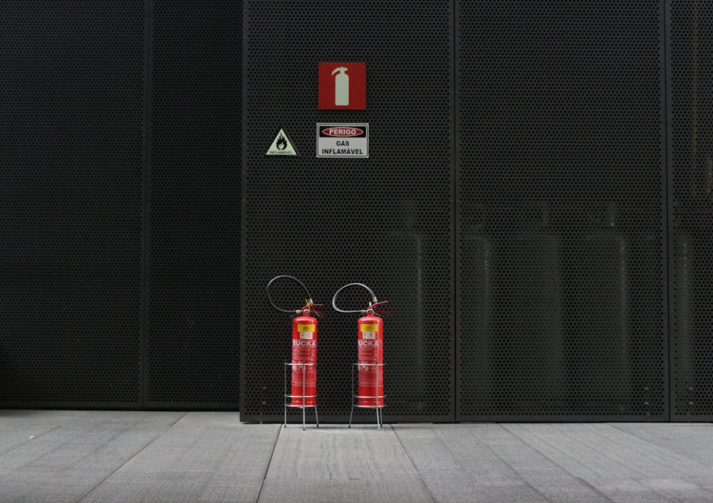 A property with fire extinguishers.