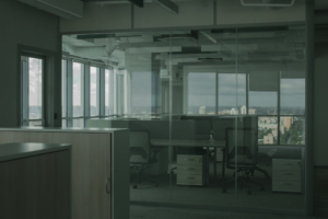 An empty office during non-operating hours.