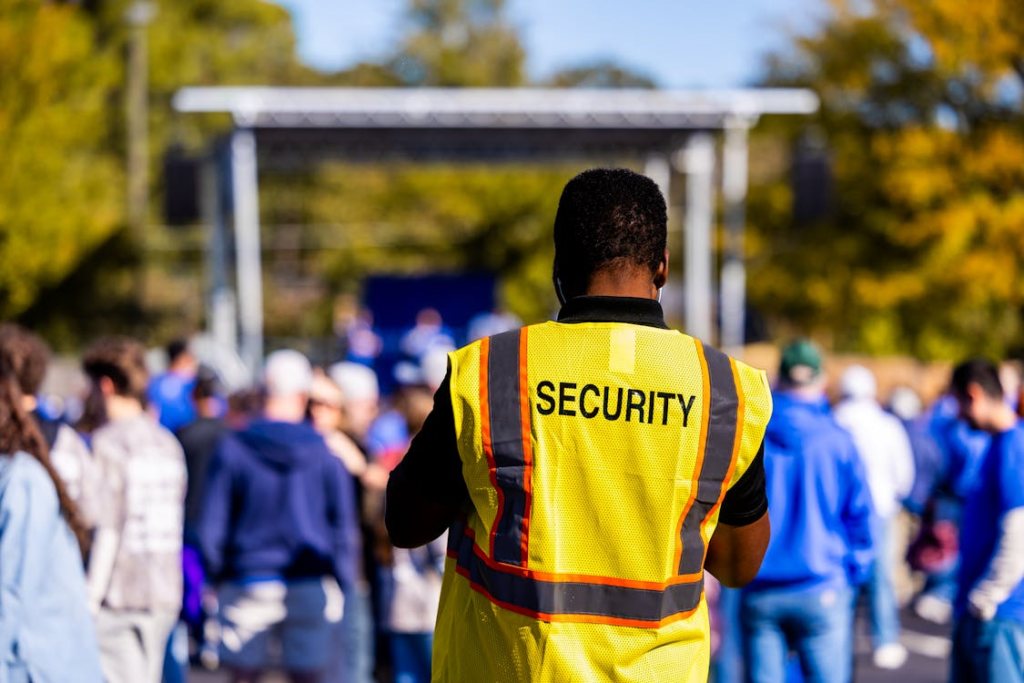 A professional security guard on set.