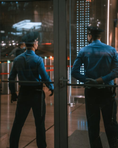 Two security guards at a lavish venue